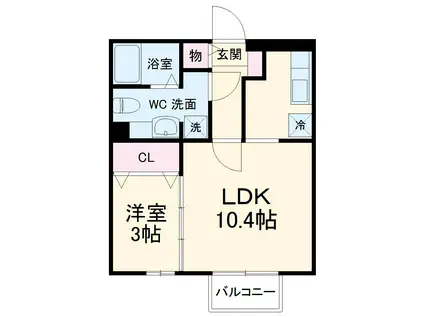 サニーハウスE(1LDK/1階)の間取り写真