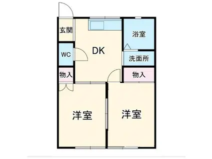 ハイツ ひまわり(2DK/1階)の間取り写真