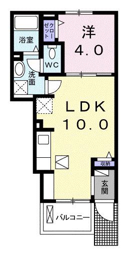 メゾンド ソレイユ Ⅲ(1LDK/1階)の間取り写真