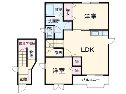 ファミールウツベ Ⅰ(2LDK/2階)の間取り写真