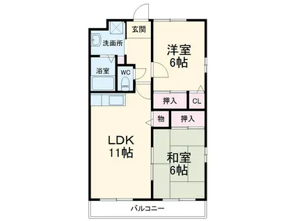 ボヌール上西Ⅲ(2LDK/3階)の間取り写真