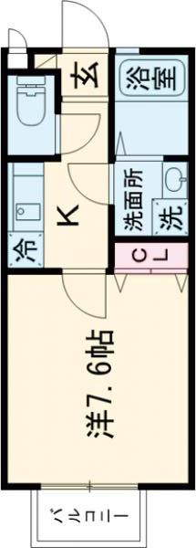 プランドール砧(1K/1階)の間取り写真