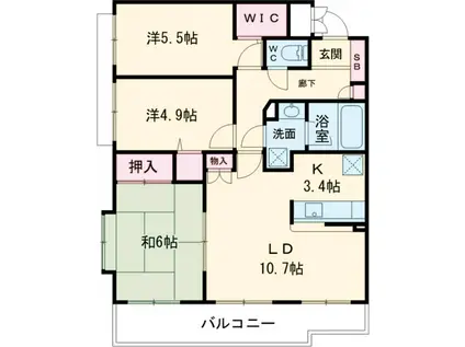 ファミールシティ武蔵関Ⅱ番館(3LDK/2階)の間取り写真