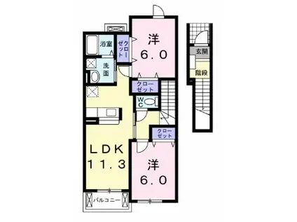 ビュー テラス(2LDK/2階)の間取り写真