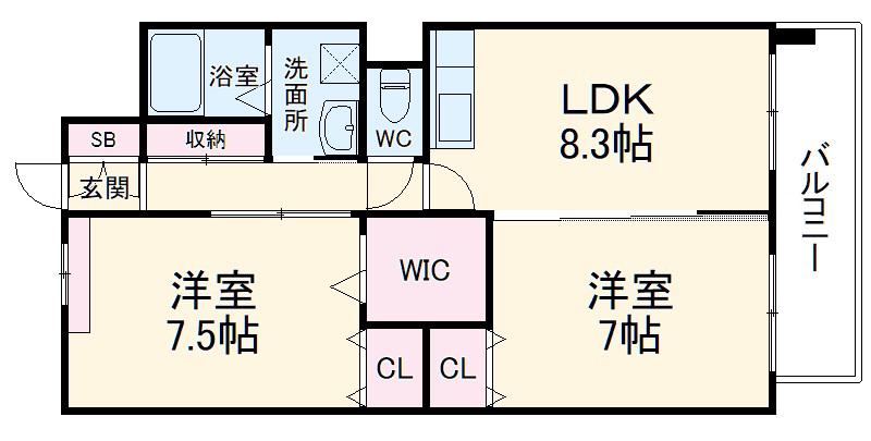フォレストY(2LDK/2階)の間取り写真
