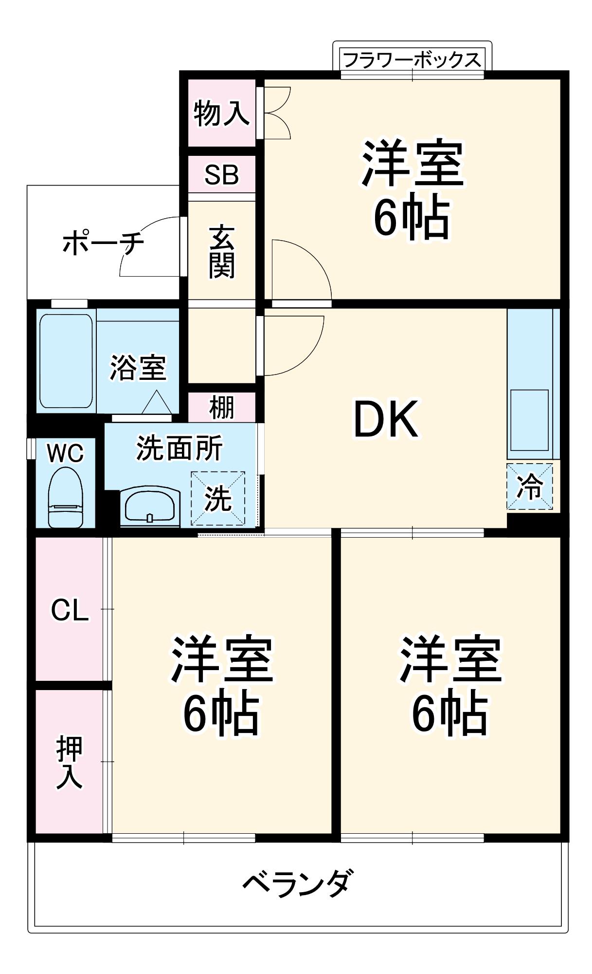 エルホロン(3DK/2階)の間取り写真