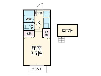 グレイトフル三田Ⅱ(1K/2階)の間取り写真