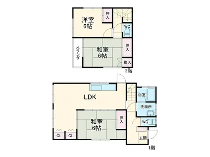 高崎線 北鴻巣駅 徒歩28分 1階建 築40年(3LDK)の間取り写真
