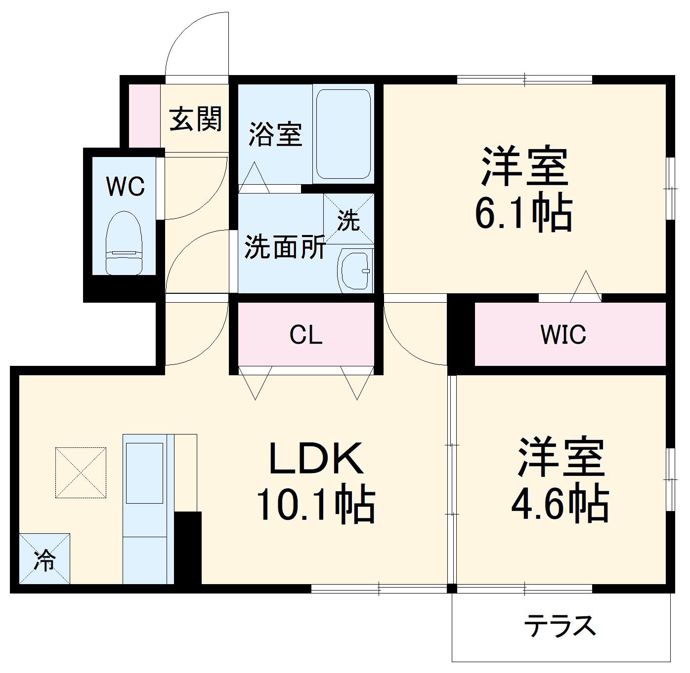グリチネ(2LDK/1階)の間取り写真