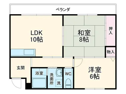 プラザ西四条(2LDK/5階)の間取り写真