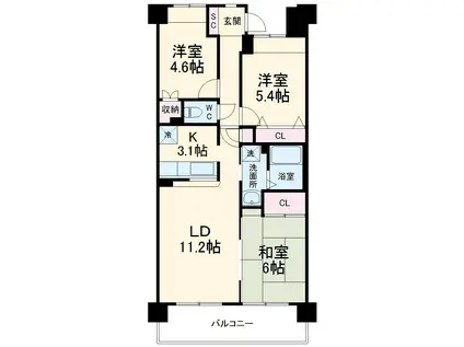クリサンテーム妙典2(3LDK/3階)の間取り写真