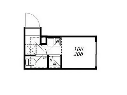 ハーモニーテラス日の出町4(ワンルーム/2階)の間取り写真