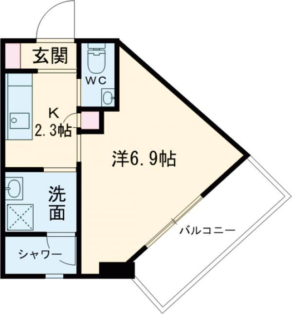 サンクスヒルズ安謝(1K/5階)の間取り写真