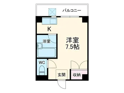 トップヒルズ中里(ワンルーム/2階)の間取り写真