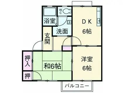 坂の久保ハイツE棟(2DK/1階)の間取り写真