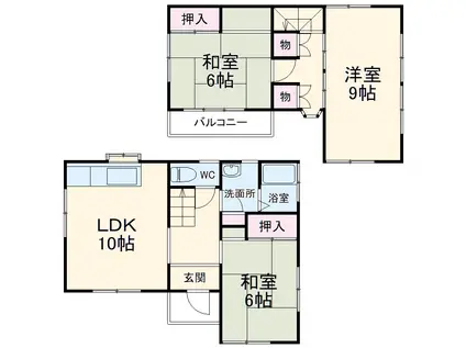 東武鉄道東上線 東松山駅 徒歩59分 2階建 築36年(3LDK)の間取り写真
