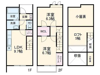 ＧＲＡＣＩＡ俊　Ａ(2LDK)の間取り写真
