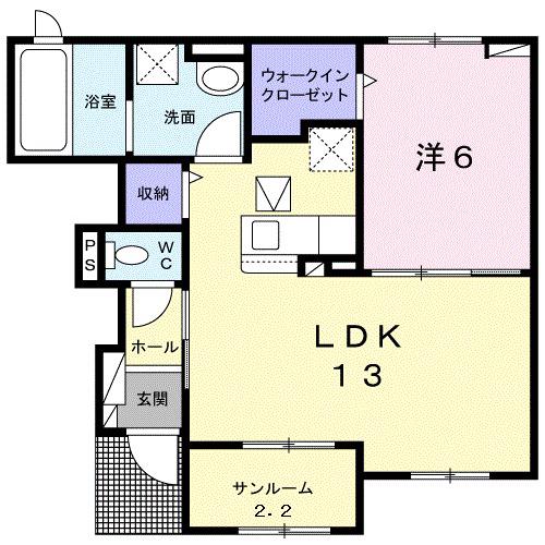 ローザ・ヴィレⅡ(1LDK/1階)の間取り写真