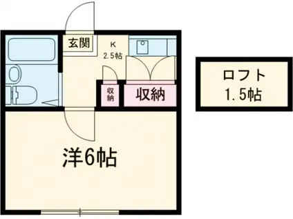 ヴェルメゾン船橋(1K/1階)の間取り写真