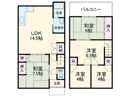 太秦井戸ケ尻町貸家(5LDK)の間取り写真