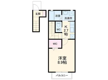 KK HILLS Ⅲ(1K/2階)の間取り写真