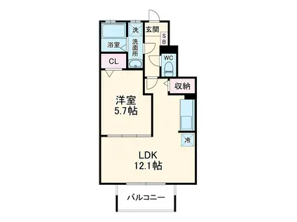 ルミナスコート(1LDK/2階)の間取り写真