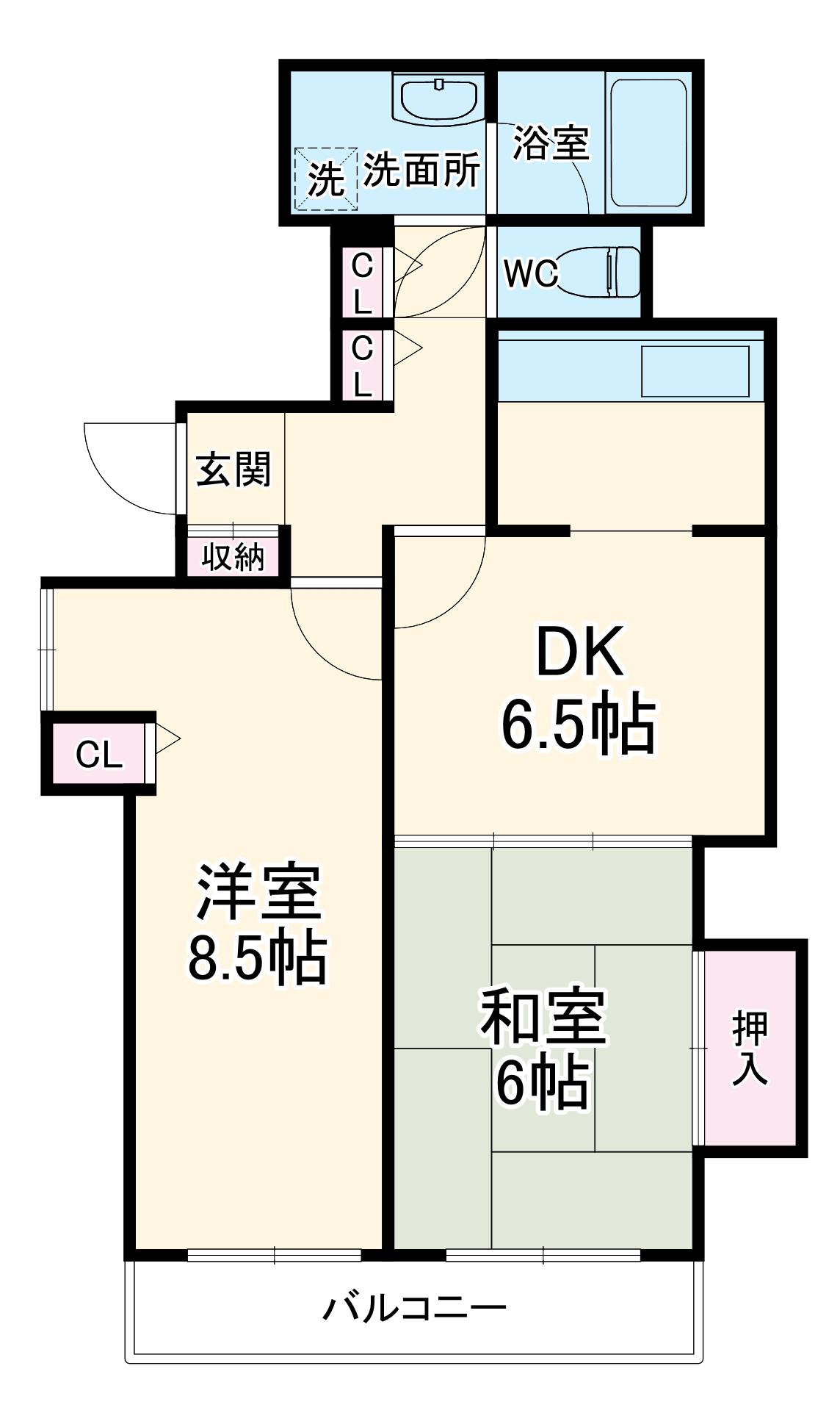 新川崎ロイヤルパレス(2DK/5階)の間取り写真