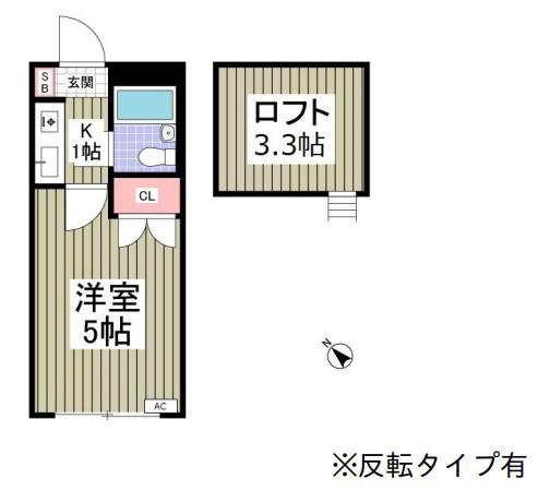 リモード本厚木A棟(1K/2階)の間取り写真