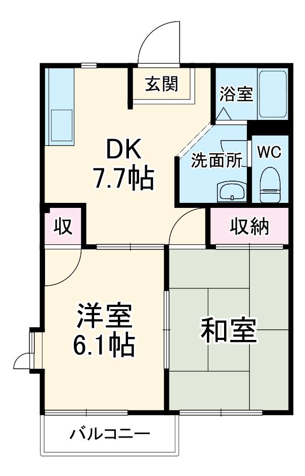 エクセレントハイムⅣ(2DK/2階)の間取り写真