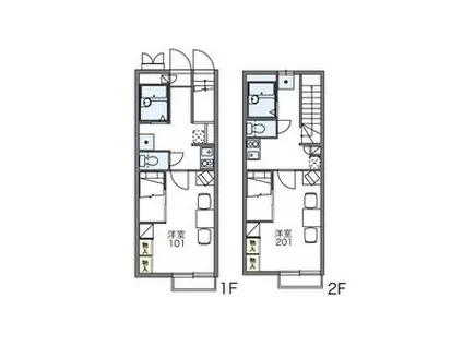 レオパレス県庁東(1K/2階)の間取り写真
