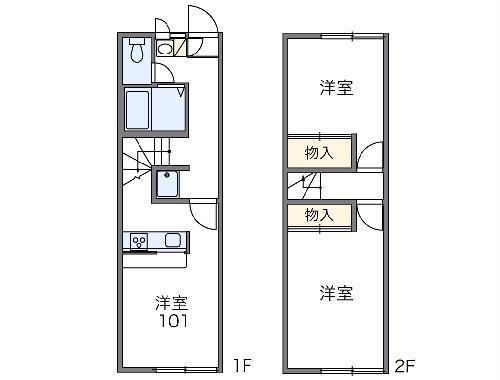 レオパレス大樹寺(2DK/1階)の間取り写真
