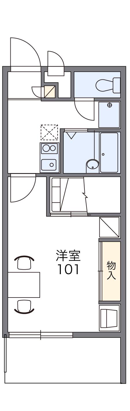 レオパレス猪子石(1K/2階)の間取り写真