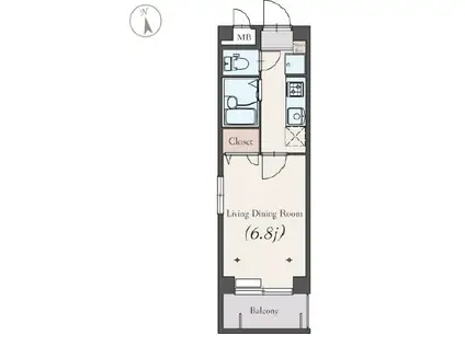 小田急電鉄小田原線 伊勢原駅 徒歩4分 4階建 築22年(1K/2階)の間取り写真