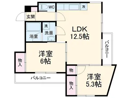 ヤマザキフラッツ(2LDK/3階)の間取り写真