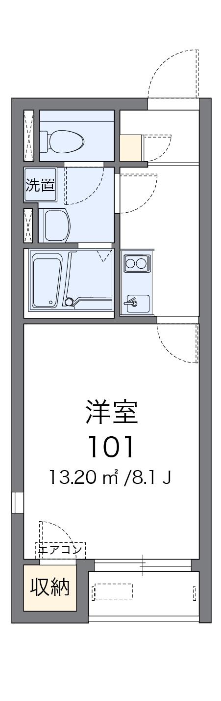 レオネクストラークヒルズ(1K/1階)の間取り写真