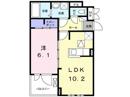 フラッツ・トライアングル(1LDK/2階)の間取り写真