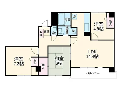幕張イースト(3LDK/4階)の間取り写真