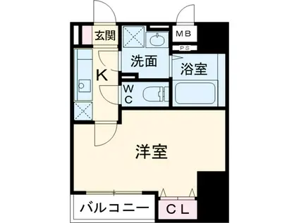 Yフラット-貝塚(1K/2階)の間取り写真