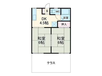 サニーハイツE(2K/1階)の間取り写真