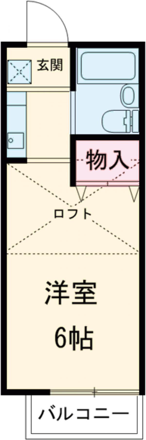 ヴィラ国立(1K/2階)の間取り写真