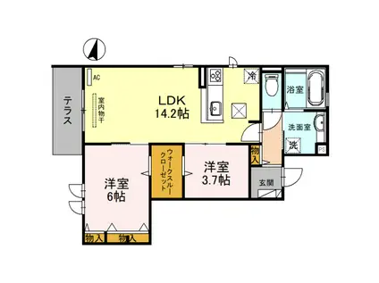シャルマン並木(2LDK/1階)の間取り写真