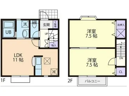 ＬＩＧＨＴ　ＨＩＬＬＳ　Ⅰ(2LDK)の間取り写真