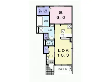 プラシードYMⅡ(1LDK/1階)の間取り写真