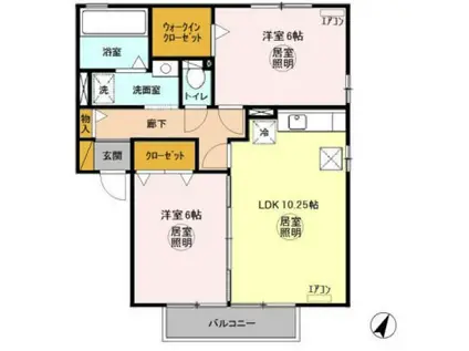 リビングタウン松代 C(2LDK/1階)の間取り写真