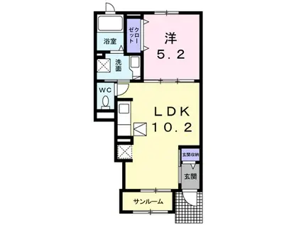 ローズパレス(1LDK/1階)の間取り写真