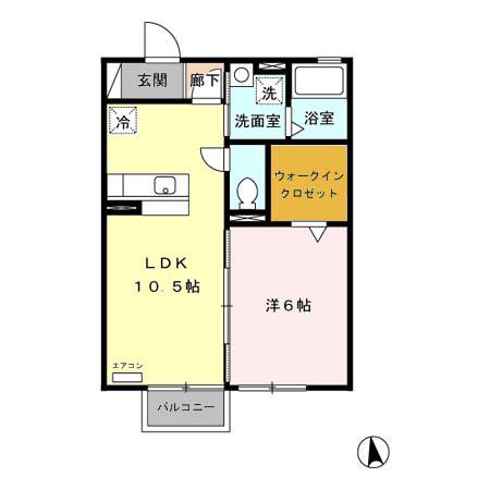 ディアーナ(1LDK/2階)の間取り写真
