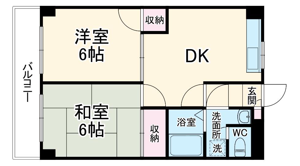 ファベール西浦和Ⅰ(2DK/4階)の間取り写真
