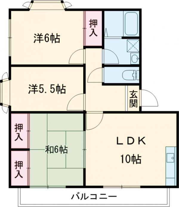 ヴィブレ大歳(3LDK/1階)の間取り写真