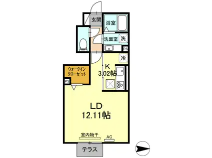 チェルシー(1K/1階)の間取り写真