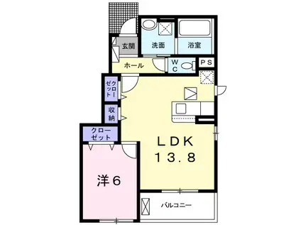 ホワイト アイリス(1LDK/1階)の間取り写真